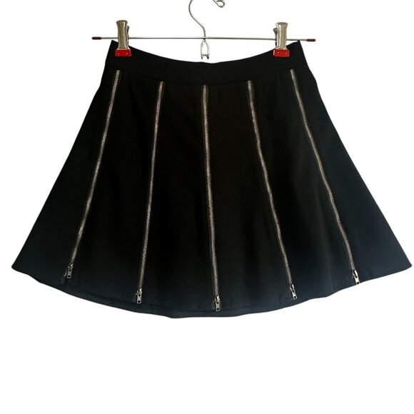 SEEK The Label Black Zipper Accent A-Line Mini Skirt Size S Gothic Punk Coquette - Picture 1 of 9